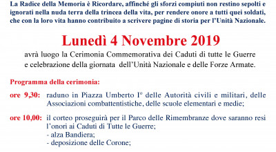 MANIFESTAZIONI IN OCCASIONE DELLA RICORRENZA DEL 4 NOVEMBRE “COMMEMORAZ...